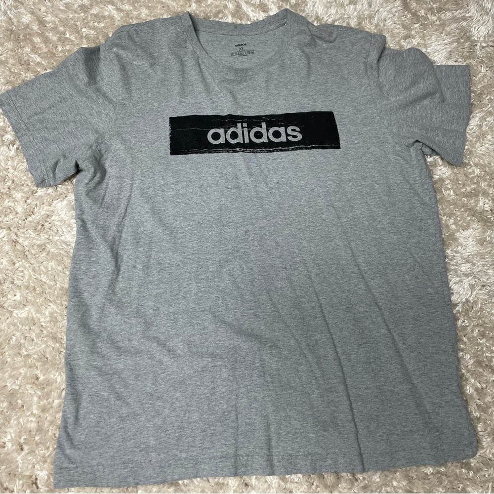 Grey, Adidas, and XL t-shirt.